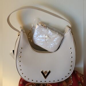 Valentino Orlandi NWT. Studded Vegan Leather In Bone Hobo.